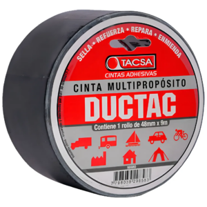 Cinta Multiproposito Tacsa Ductac Tape 48 Mm X 9 Mts Color Negro Liso